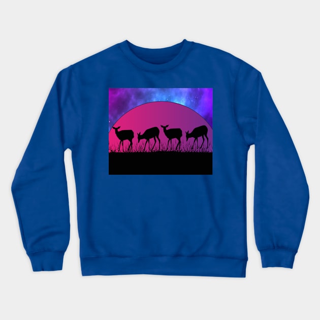 Retro Vintage Sunset Africa At Night Crewneck Sweatshirt by flofin